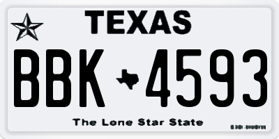 TX license plate BBK4593