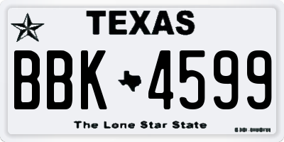 TX license plate BBK4599