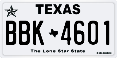 TX license plate BBK4601