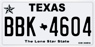 TX license plate BBK4604