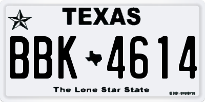 TX license plate BBK4614