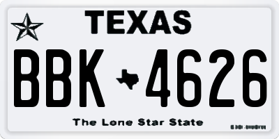 TX license plate BBK4626
