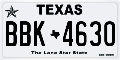 TX license plate BBK4630