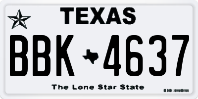 TX license plate BBK4637