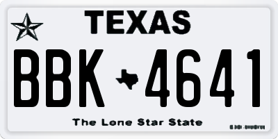 TX license plate BBK4641