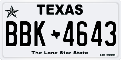 TX license plate BBK4643