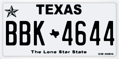 TX license plate BBK4644