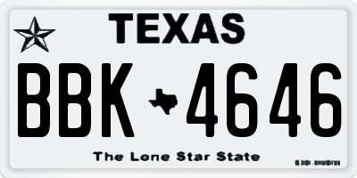 TX license plate BBK4646