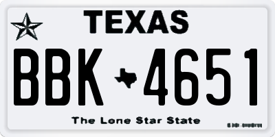 TX license plate BBK4651