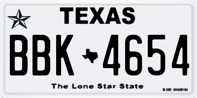 TX license plate BBK4654