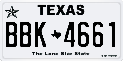 TX license plate BBK4661