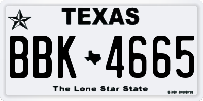 TX license plate BBK4665