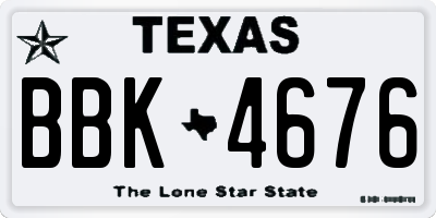 TX license plate BBK4676