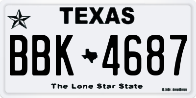 TX license plate BBK4687