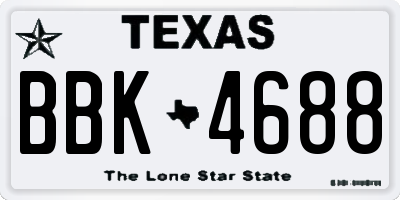 TX license plate BBK4688