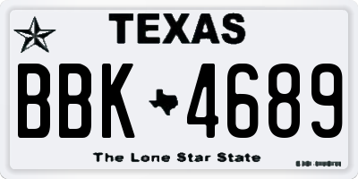 TX license plate BBK4689