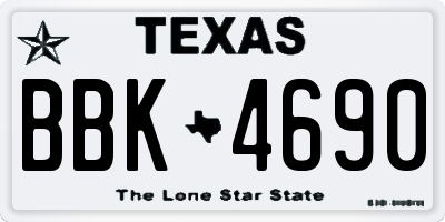 TX license plate BBK4690