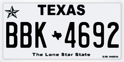 TX license plate BBK4692