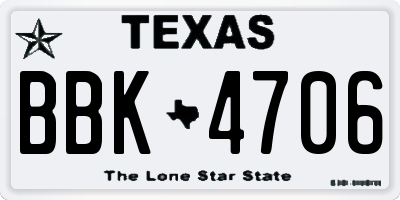 TX license plate BBK4706