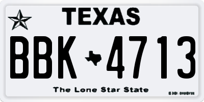 TX license plate BBK4713