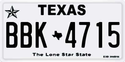 TX license plate BBK4715