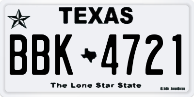 TX license plate BBK4721