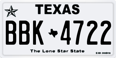 TX license plate BBK4722