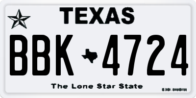 TX license plate BBK4724