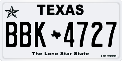 TX license plate BBK4727