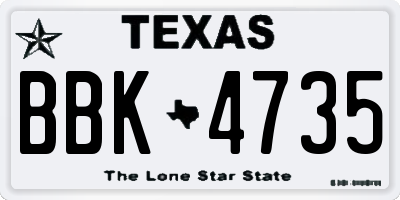TX license plate BBK4735