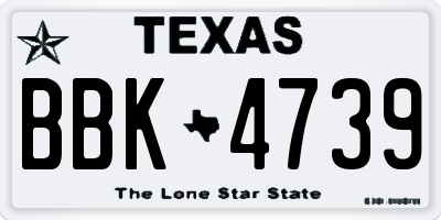 TX license plate BBK4739