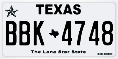 TX license plate BBK4748