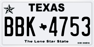 TX license plate BBK4753
