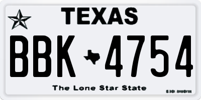 TX license plate BBK4754