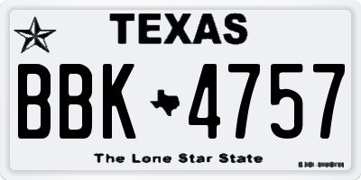 TX license plate BBK4757