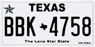 TX license plate BBK4758