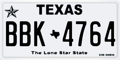 TX license plate BBK4764