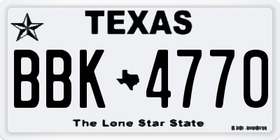 TX license plate BBK4770