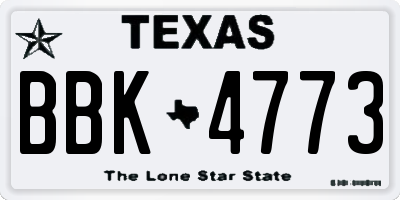 TX license plate BBK4773