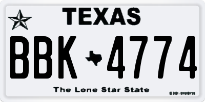 TX license plate BBK4774