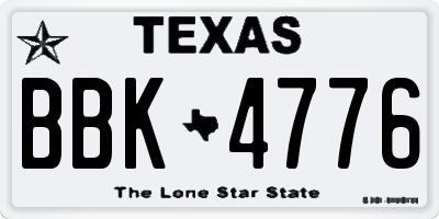 TX license plate BBK4776