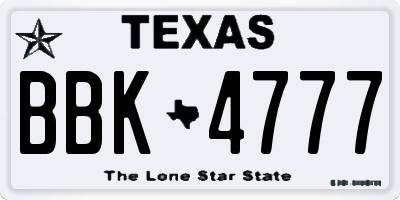 TX license plate BBK4777
