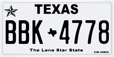 TX license plate BBK4778