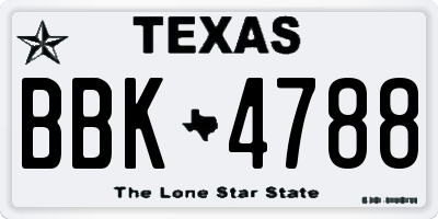TX license plate BBK4788