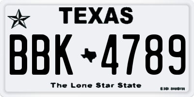 TX license plate BBK4789