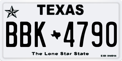 TX license plate BBK4790