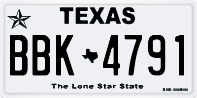 TX license plate BBK4791