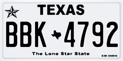 TX license plate BBK4792