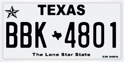 TX license plate BBK4801