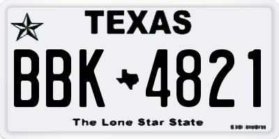 TX license plate BBK4821